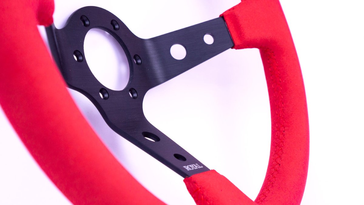 Grip Royal Club 350mm Deep Dish Steering Wheel w/ Red Suede Grip, and Red Stitching - GRSW - CLUB - S - RDRD - Subimods.com