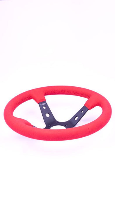 Grip Royal Club 350mm Deep Dish Steering Wheel w/ Red Suede Grip, and Red Stitching - GRSW - CLUB - S - RDRD - Subimods.com