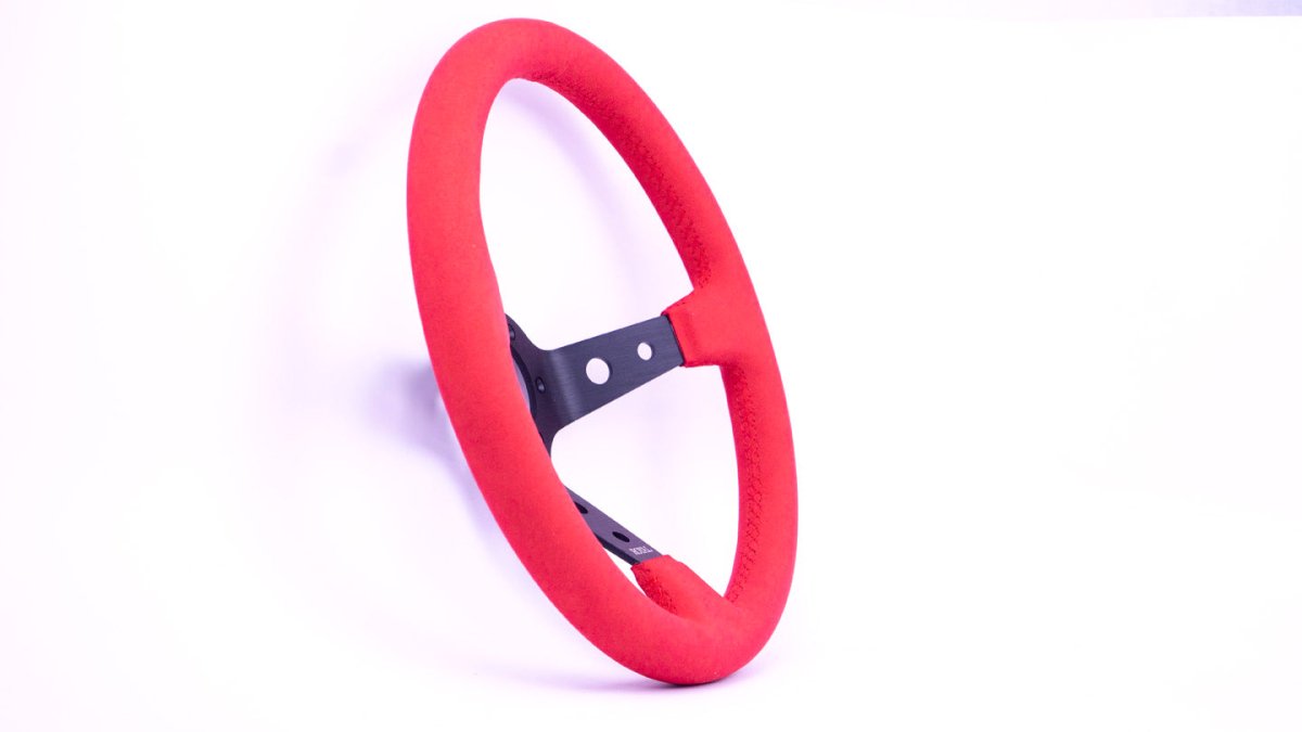 Grip Royal Club 350mm Deep Dish Steering Wheel w/ Red Suede Grip, and Red Stitching - GRSW - CLUB - S - RDRD - Subimods.com
