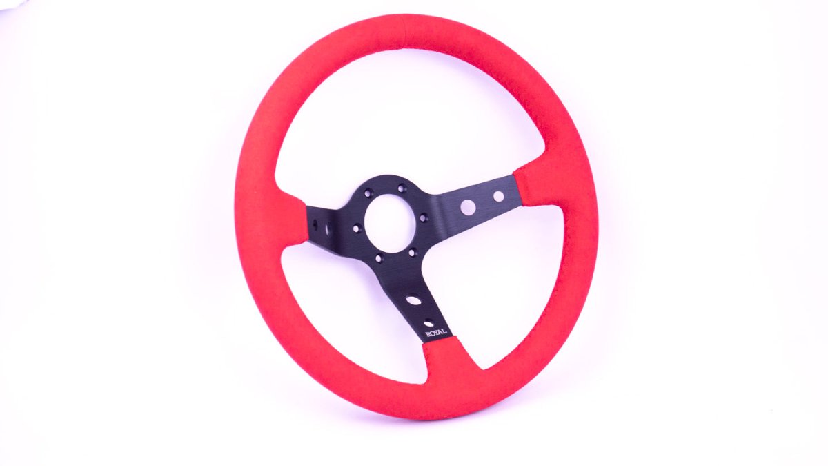 Grip Royal Club 350mm Deep Dish Steering Wheel w/ Red Suede Grip, and Red Stitching - GRSW - CLUB - S - RDRD - Subimods.com