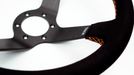 Grip Royal Club Solid 350mm Deep Dish Steering Wheel w/ Black Suede Grip, Orange Stitching, and Orange TDC Stripe - GRSW - CLUBSOL - S - BKOR - TDCOR - Subimods.com