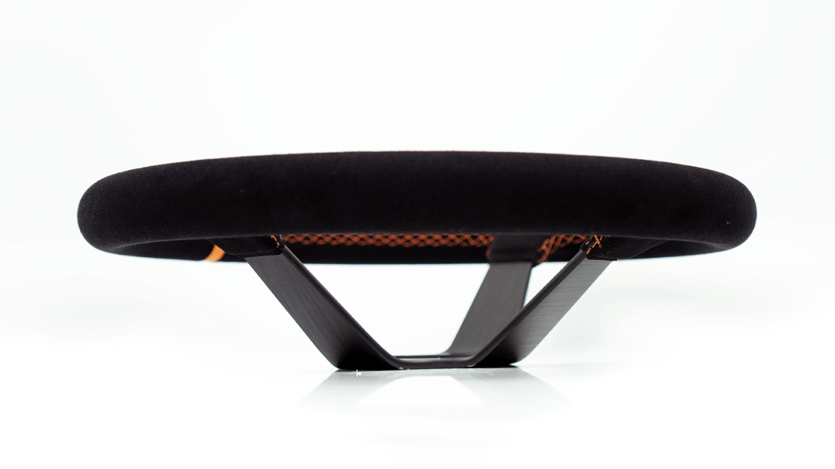 Grip Royal Club Solid 350mm Deep Dish Steering Wheel w/ Black Suede Grip, Orange Stitching, and Orange TDC Stripe - GRSW - CLUBSOL - S - BKOR - TDCOR - Subimods.com