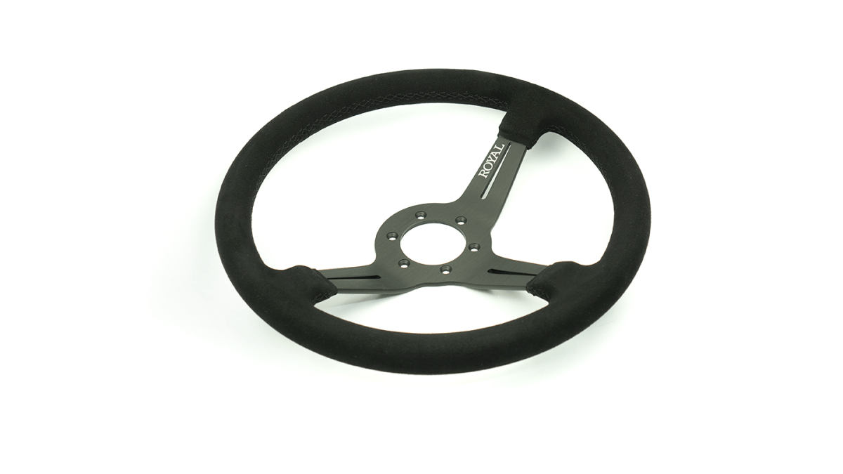 Grip Royal Knight II 350mm Deep Dish Steering Wheel w/ Synthetic Suede Grip - GRSW - KNT2 - S - BKBK - Subimods.com