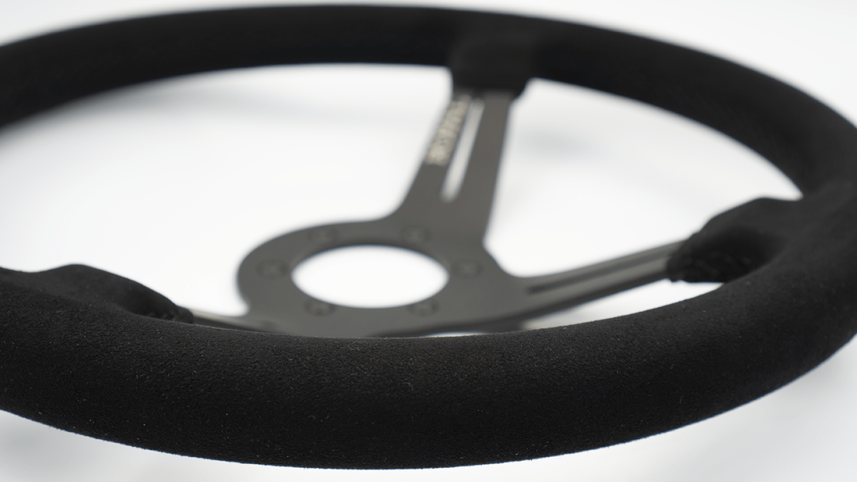 Grip Royal Knight II 350mm Deep Dish Steering Wheel w/ Synthetic Suede Grip - GRSW - KNT2 - S - BKBK - Subimods.com