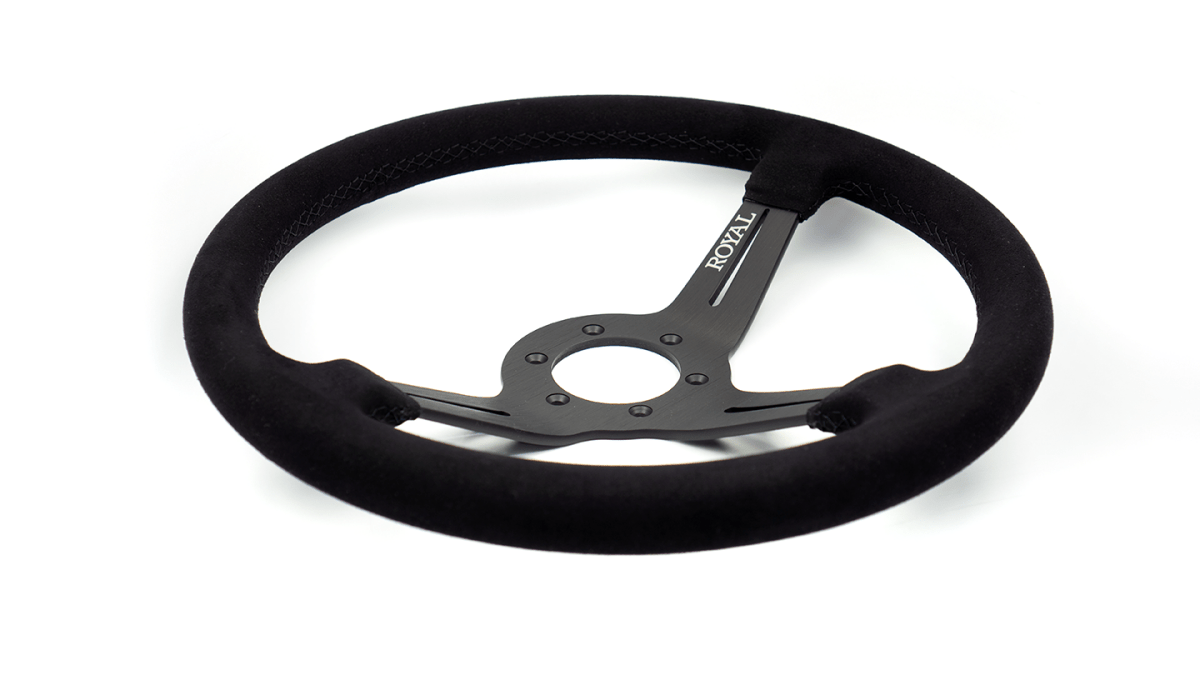 Grip Royal Knight II 350mm Deep Dish Steering Wheel w/ Synthetic Suede Grip - GRSW - KNT2 - S - BKBK - Subimods.com