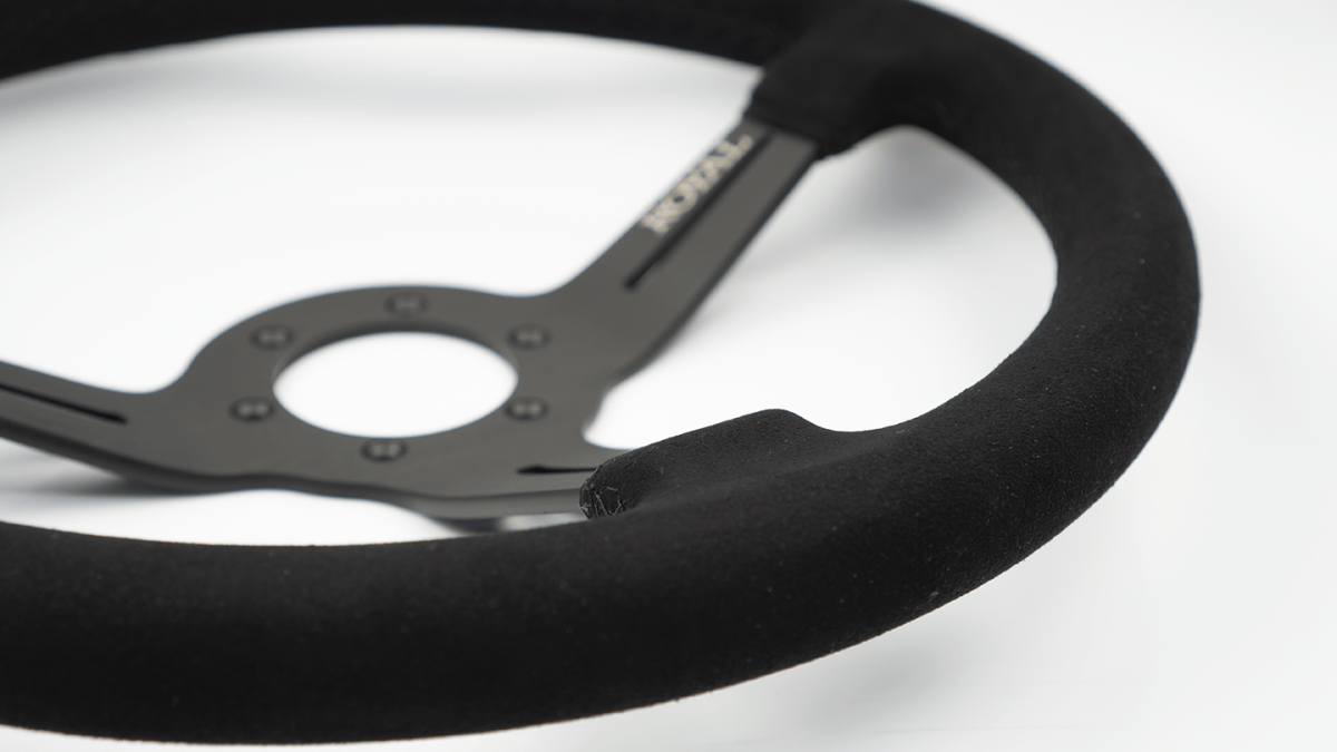 Grip Royal Knight II 350mm Deep Dish Steering Wheel w/ Synthetic Suede Grip - GRSW - KNT2 - S - BKBK - Subimods.com