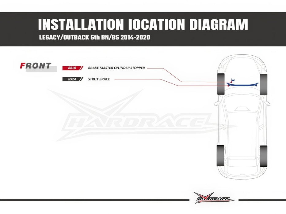 Hardrace Front Strut Brace 2014-2020 Legacy/Outback - HR-8924 - Subimods.com