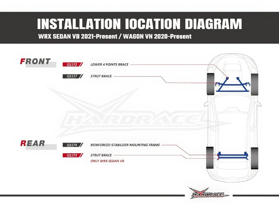 Hardrace Front Strut Brace 2022-2026 WRX - HR-Q1117 - Subimods.com