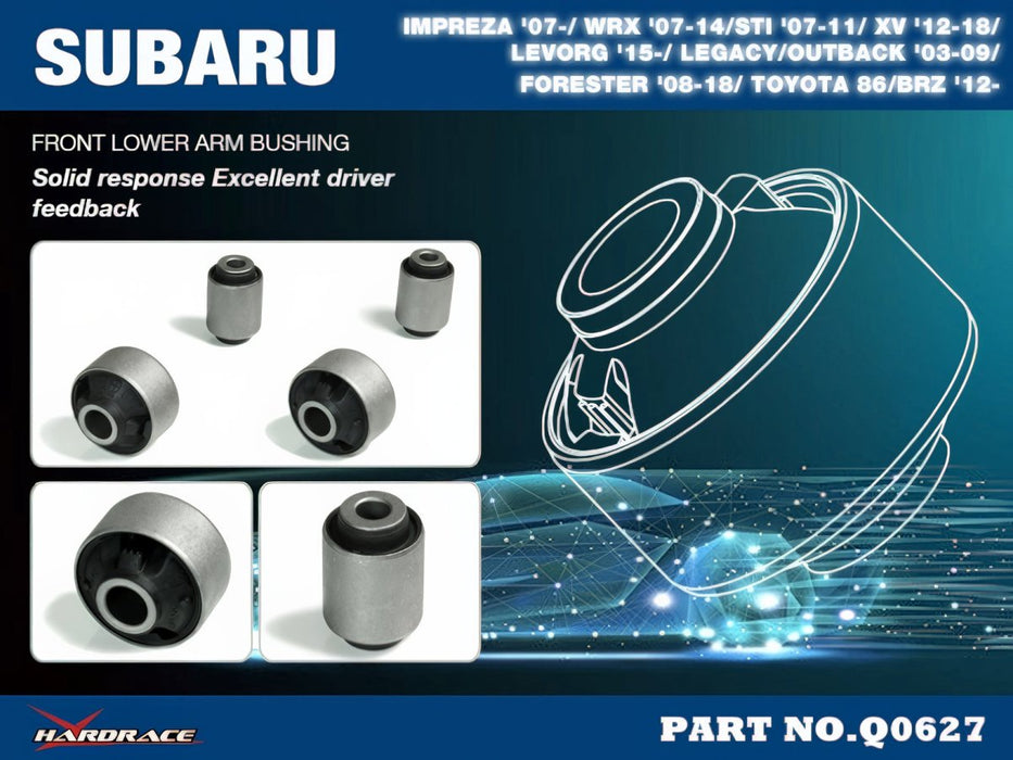 Hardrace Hardened Rubber Street Front Lower Arm Bushing Fits Most Subaru Models - HR-Q0627 - Subimods.com