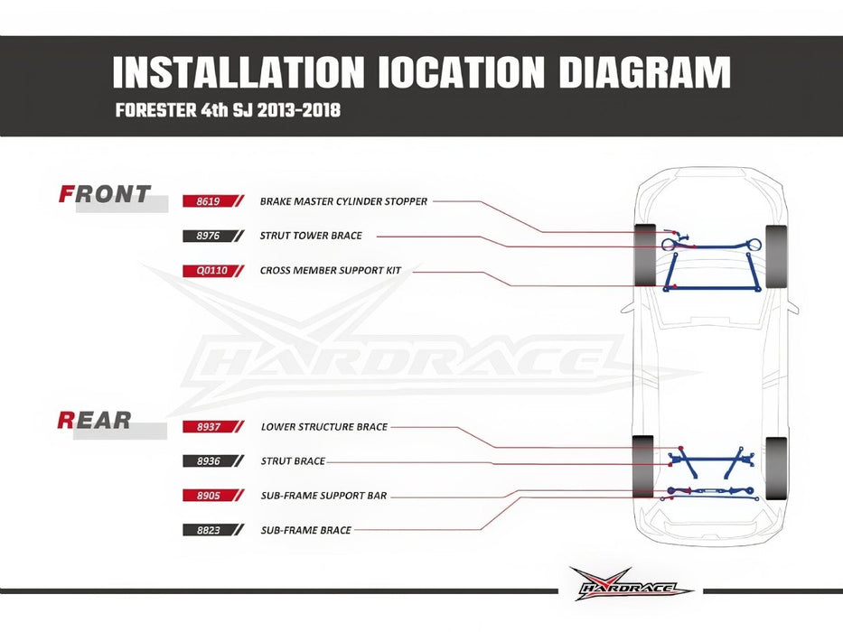 Hardrace Rear Lower Structure Brace 2013-2018 Forester - HR-8937 - Subimods.com