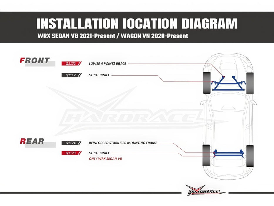 Hardrace Rear Strut Brace 2022-2026 WRX - HR-Q1173 - Subimods.com