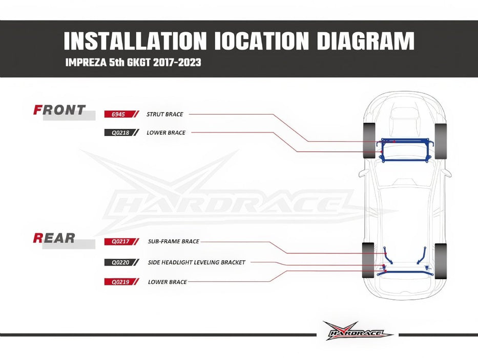 Hardrace Rear Subframe Brace 2017-2022 Crosstrek / 2017-2023 Impreza / 2018-2023 Forester - HR-Q0217 - Subimods.com