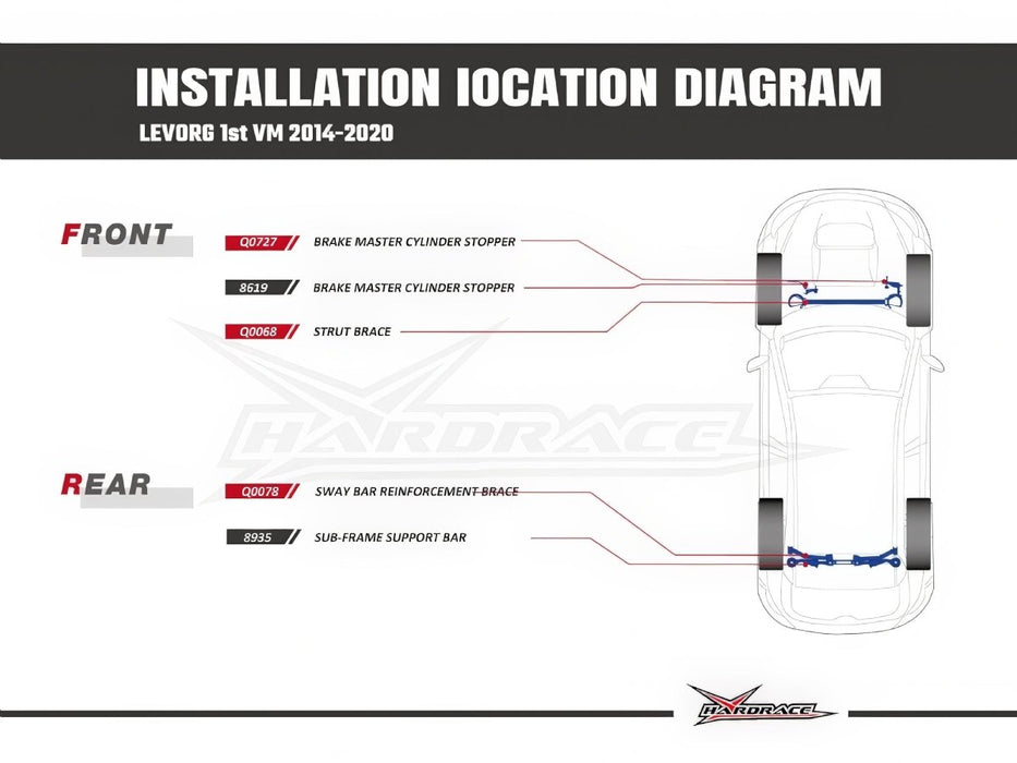 Hardrace Rear Subframe Support Bar 2014-2021 WRX/STI - HR-8935 - Subimods.com