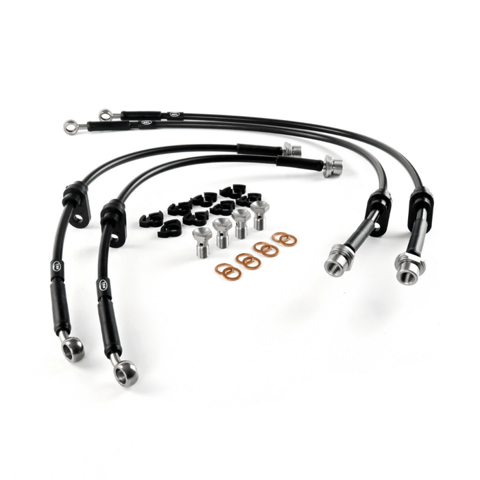 HEL Performance Extended Stainless Steel Brake Line Kit Black Carbon Fiber 2022 - 2025 BRZ / GR86 - HEL-SUB-4-901-CF - Subimods.com