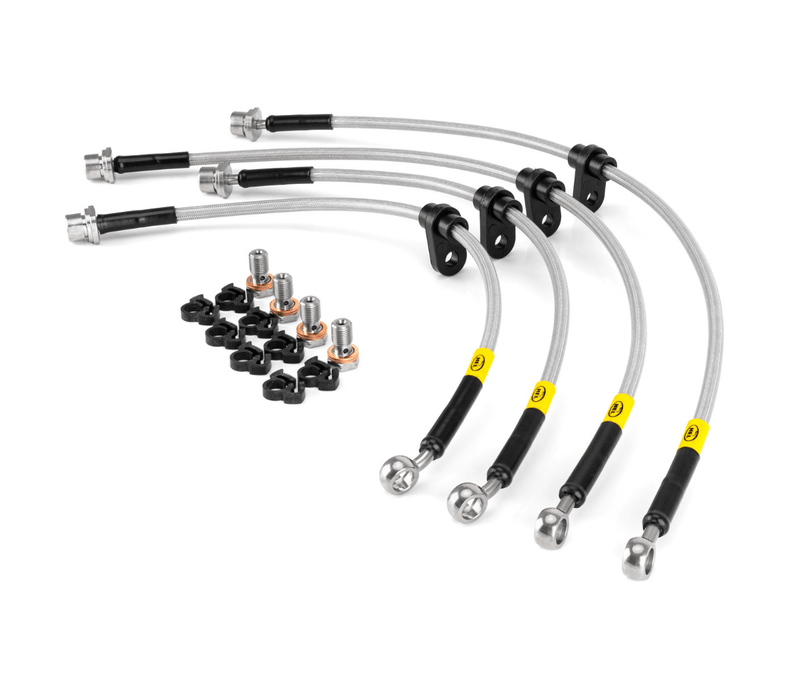 HEL Performance Stainless Steel Brake Line Kit Black Carbon Fiber 2022 - 2024 BRZ / GR86 w/ Steel Caliper - HEL - TOY - 4 - 156 - CF - Subimods.com