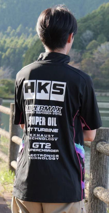 HKS Team Half Zip Polo Shirt 2025 Series Black - 51007 - AK697 - Subimods.com