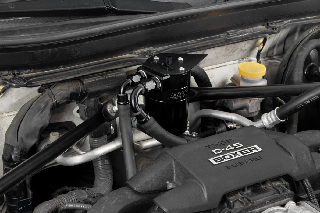 HPS Performance Aluminum Oil Catch Can Kit Black w/ Black Accent 2013 - 2020 BRZ / 2013 - 2016 FR - S / 2017 - 2020 GT86 - 860 - 030WB - Subimods.com