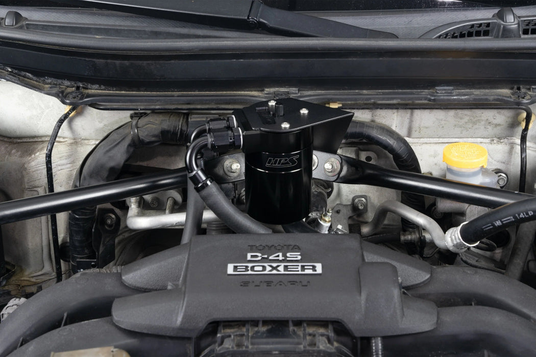 HPS Performance Aluminum Oil Catch Can Kit Black w/ Black Accent 2013 - 2020 BRZ / 2013 - 2016 FR - S / 2017 - 2020 GT86 - 860 - 030WB - Subimods.com