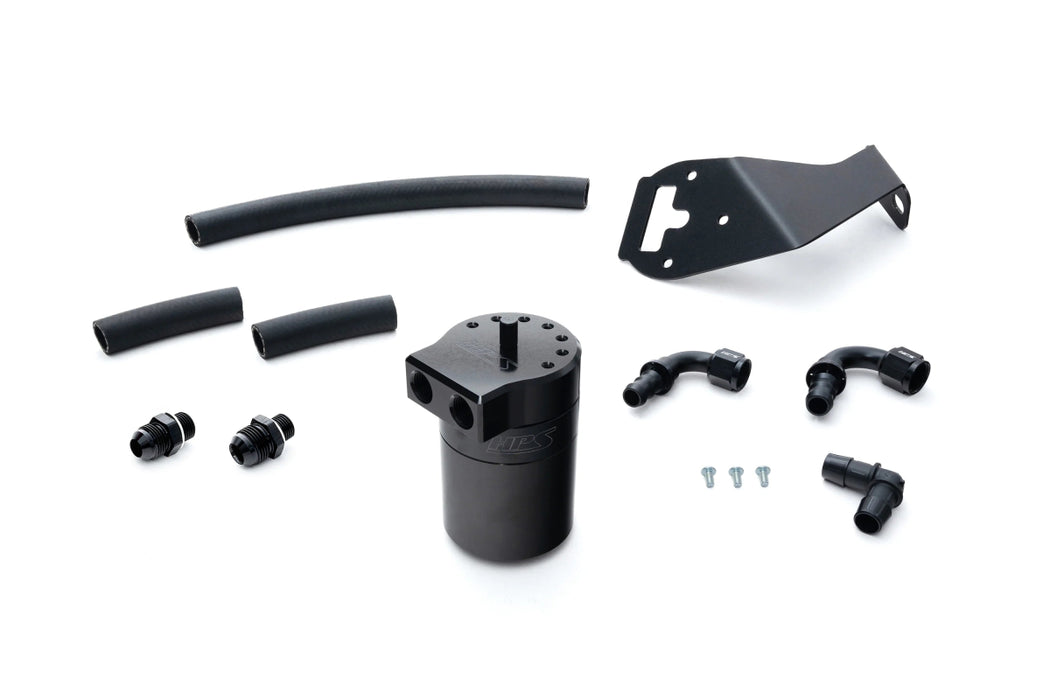 HPS Performance Aluminum Oil Catch Can Kit Black w/ Black Accent 2013 - 2020 BRZ / 2013 - 2016 FR - S / 2017 - 2020 GT86 - 860 - 030WB - Subimods.com