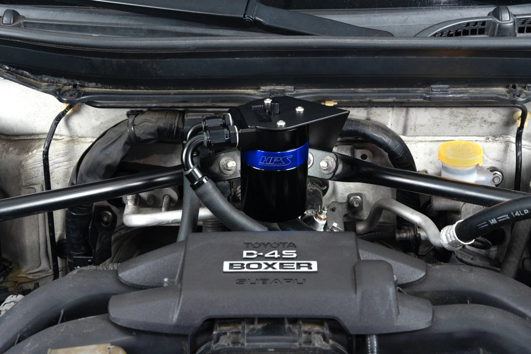 HPS Performance Aluminum Oil Catch Can Kit Black w/ Blue Accent 2013 - 2020 BRZ / 2013 - 2016 FR - S / 2017 - 2020 GT86 - 860 - 030BL - Subimods.com