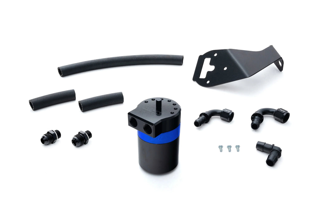 HPS Performance Aluminum Oil Catch Can Kit Black w/ Blue Accent 2013 - 2020 BRZ / 2013 - 2016 FR - S / 2017 - 2020 GT86 - 860 - 030BL - Subimods.com