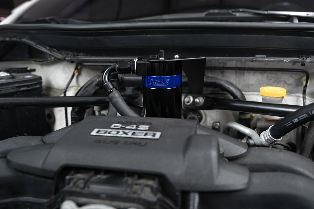 HPS Performance Aluminum Oil Catch Can Kit Black w/ Blue Accent 2013 - 2020 BRZ / 2013 - 2016 FR - S / 2017 - 2020 GT86 - 860 - 030BL - Subimods.com