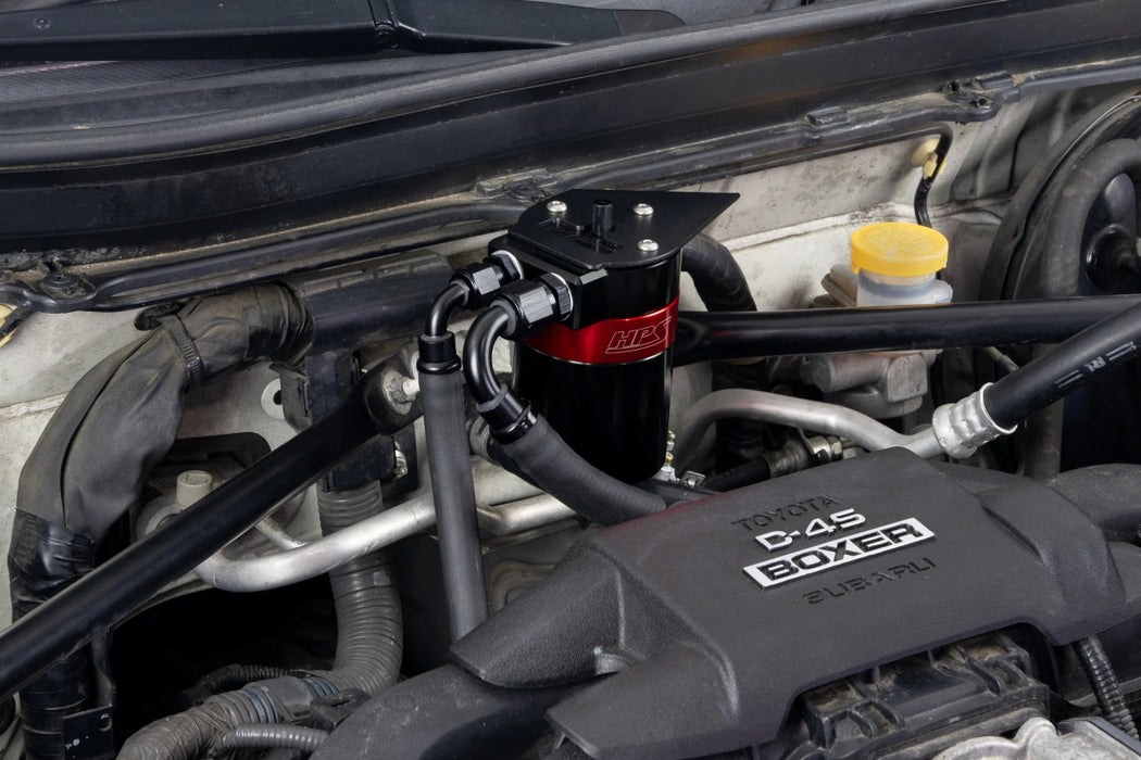 HPS Performance Aluminum Oil Catch Can Kit Black w/ Red Accent 2013 - 2020 BRZ / 2013 - 2016 FR - S / 2017 - 2020 GT86 - 860 - 030 - Subimods.com