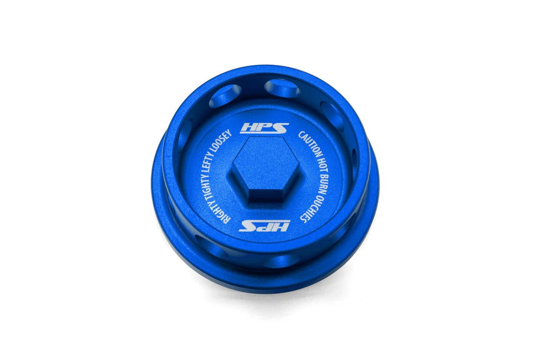 HPS Performance Billet Aluminum Oil Cap Blue Most Subaru Models - 5269-106BL - Subimods.com