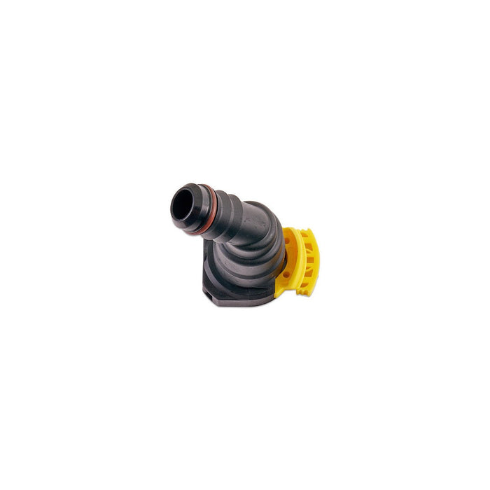 IAG 1/2" SAE Quick Connect Female to 1/2" Hose Barb Angled (135 / 45 degrees) - RPL-FIT-05826 - Subimods.com