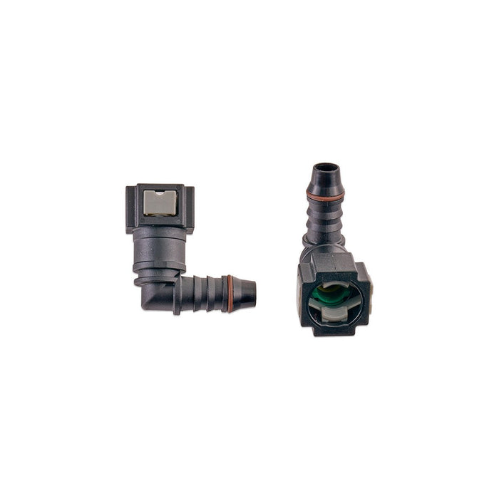 IAG 5/16" SAE Quick Connect Female to 8mm Hose Barb Right Angled (90 degrees) - RPL-FIT-05827 - Subimods.com