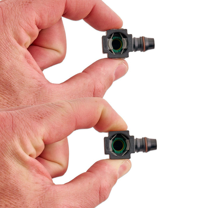 IAG 5/16" SAE Quick Connect Female to 8mm Hose Barb Right Angled (90 degrees) - RPL-FIT-05827 - Subimods.com