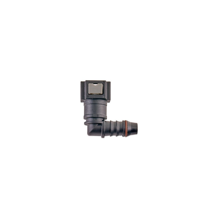 IAG 5/16" SAE Quick Connect Female to 8mm Hose Barb Right Angled (90 degrees) - RPL-FIT-05827 - Subimods.com