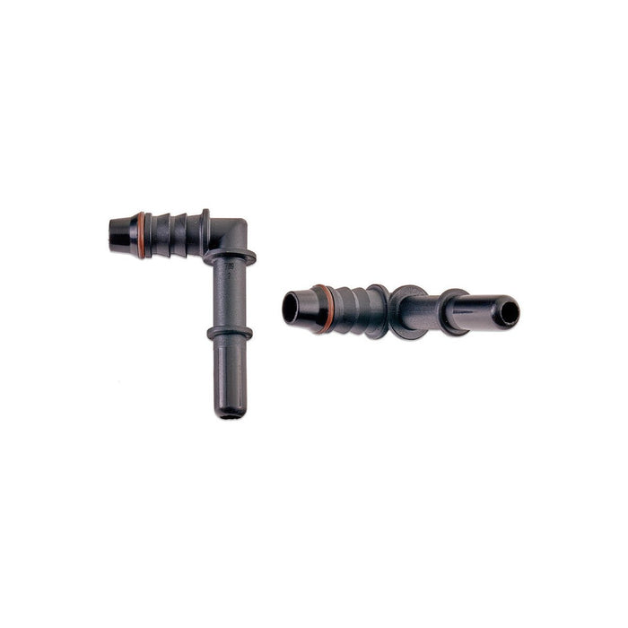 IAG 5/16" SAE Quick Connect Male to 8mm Hose Barb Right Angled (90 degrees) - RPL-FIT-05828 - Subimods.com