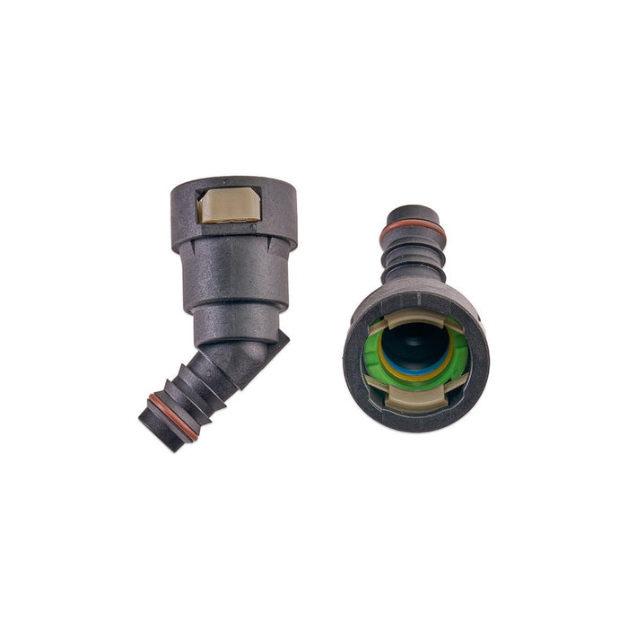 IAG 5/8" SAE Quick Connect Female to 1/2" Hose Barb Angled (135° / 45°) - RPL-FIT-05823 - Subimods.com