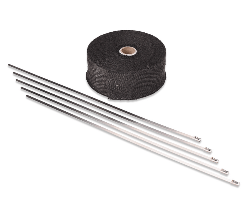 IAG Performance 2" x 50' Fiberglass Header Wrap w/ Ties Black - IAG - EXT - 4010BK - Subimods.com