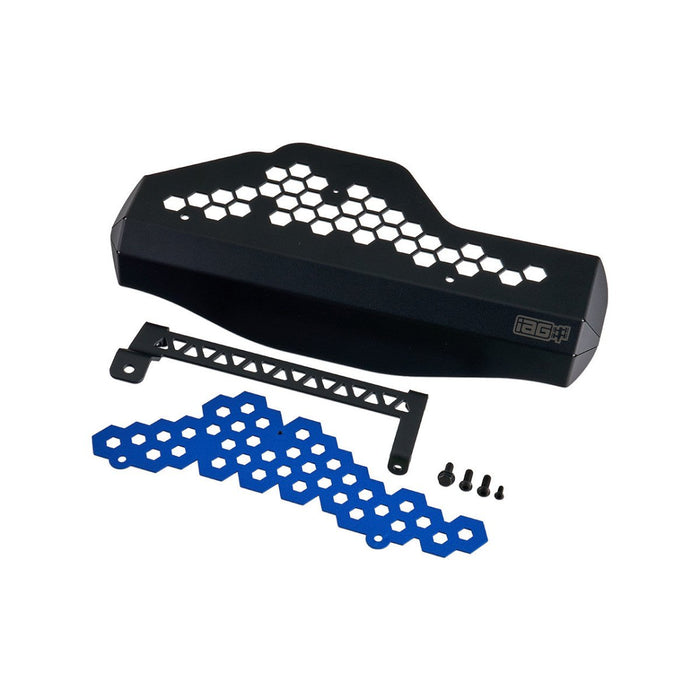 IAG Performance Alternator Cover Black w/ Blue Hexagon 2006 - 2014 WRX / 2004 - 2021 STI - IAG-ACC-5336BL - Subimods.com
