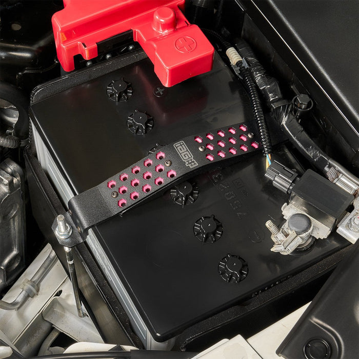 IAG Performance Battery Tie Down Black w/ Pink Hexagon Most Subaru Models - IAG - ACC - 5329PK - Subimods.com