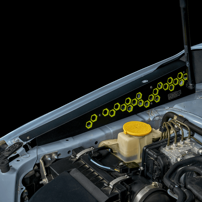 IAG Performance Fender Shroud Black w/ Neon Yellow Hexagon 2015 - 2021 WRX / 2015 - 2021 STI - IAG - ACC - 2601NY - Subimods.com