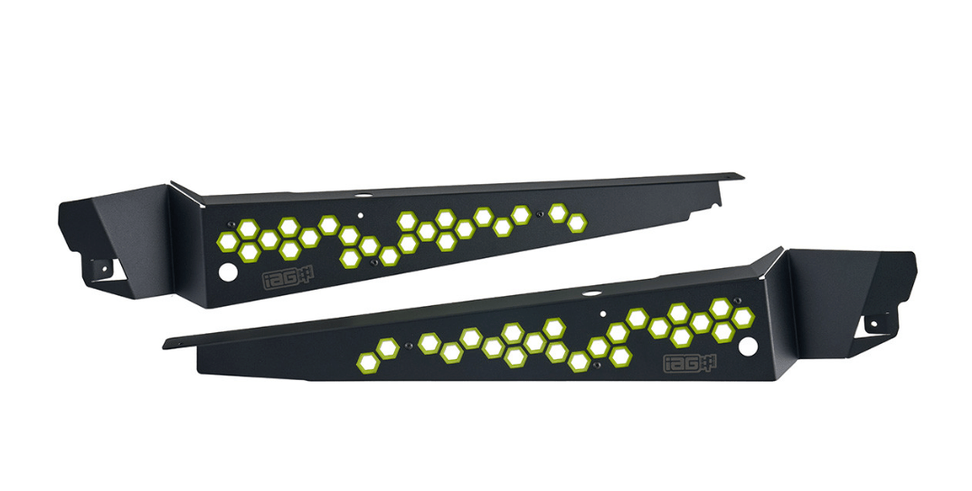 IAG Performance Fender Shroud Black w/ Neon Yellow Hexagon 2015 - 2021 WRX / 2015 - 2021 STI - IAG - ACC - 2601NY - Subimods.com
