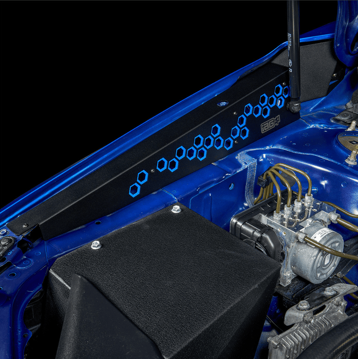 IAG Performance Fender Shroud Black w/ Red Hexagon 2015 - 2021 WRX / 2015 - 2021 STI - IAG - ACC - 2601RD - Subimods.com