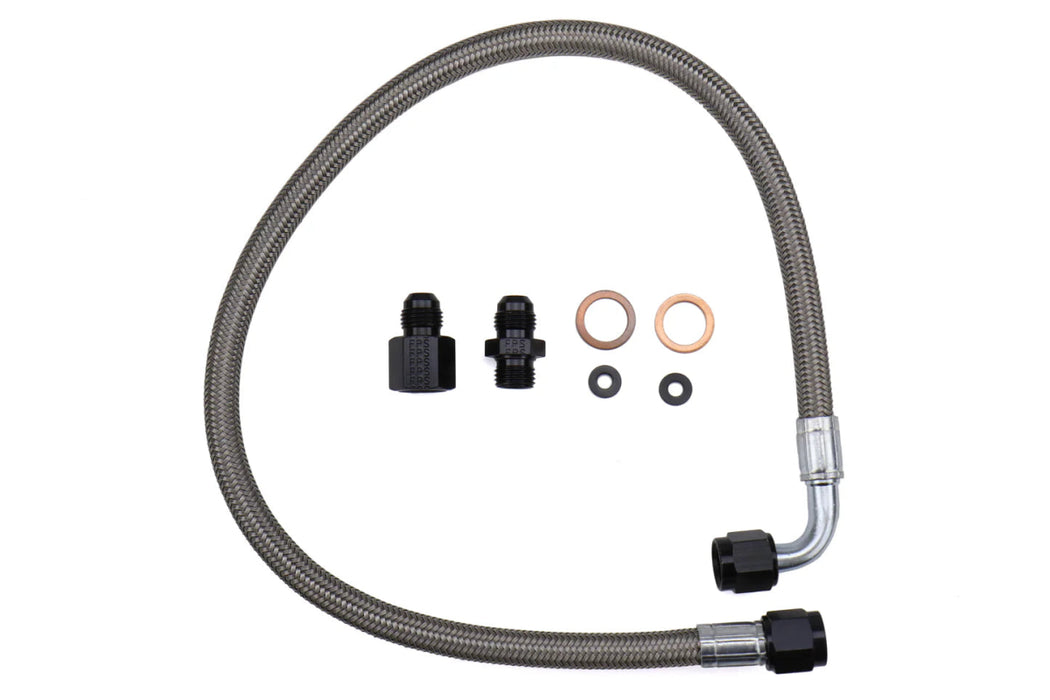 IAG Performance High Pressure Braided Power Steering Line For Use w/ Rotated Turbo 2002 - 2007 WRX / 2004 - 2007 STI - IAG-ENG-5901 - Subimods.com