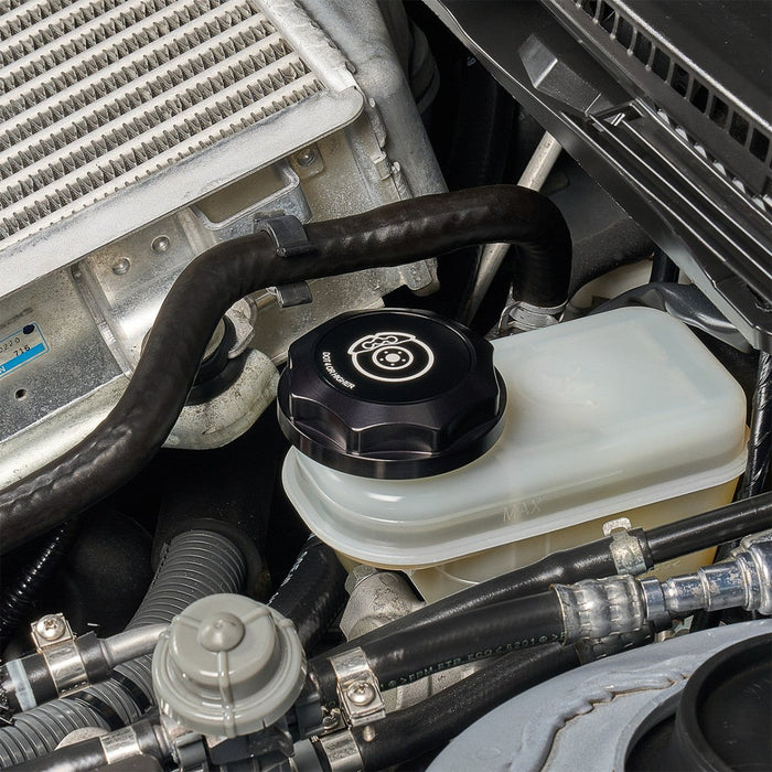 IAG Performance Revolve Brake Fluid Reservoir Cap Black w/ Black Accent 2002 - 2024 WRX / 2004 - 2021 STI / 2013 - 2024 BRZ / 2005 - 2009 Legacy GT / 2004 - 2008 Forester XT - IAG - ACC - 5302BKBK - Subimods.com