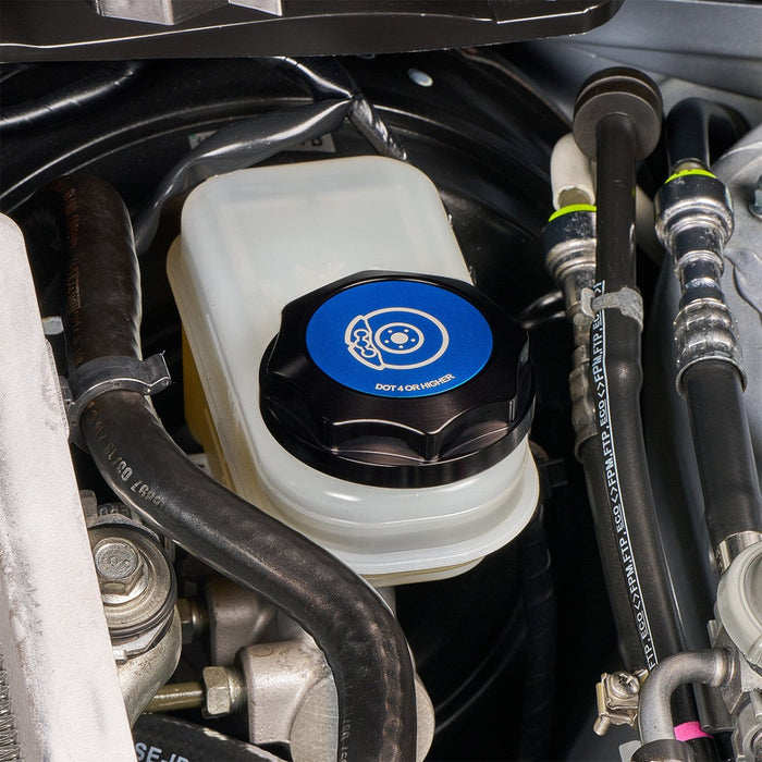 IAG Performance Revolve Brake Fluid Reservoir Cap Black w/ Blue Accent 2002 - 2024 WRX / 2004 - 2021 STI / 2013 - 2024 BRZ / 2005 - 2009 Legacy GT / 2004 - 2008 Forester XT - IAG - ACC - 5302BKBL - Subimods.com