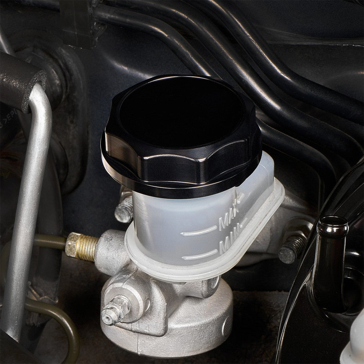 IAG Revolve Clutch Fluid Cap Black Silver WRX STI BRZ — Subimods.com