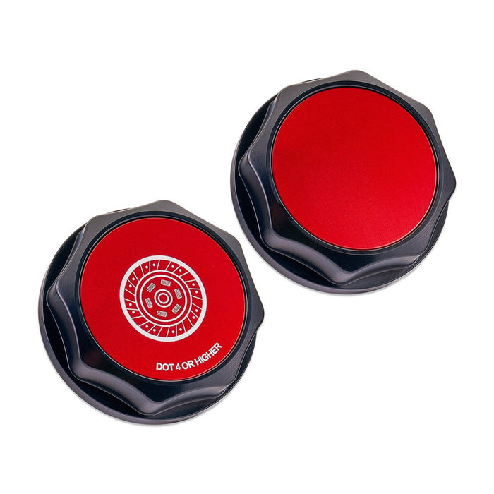 IAG Performance Revolve Clutch Fluid Reservoir Cap Black w/ Red Accent 2002 - 2024 WRX / 2004 - 2021 STI / 2013 - 2024 BRZ / 2005 - 2009 Legacy GT / 2004 - 2008 Forester XT - IAG - ACC - 5303BKRD - Subimods.com