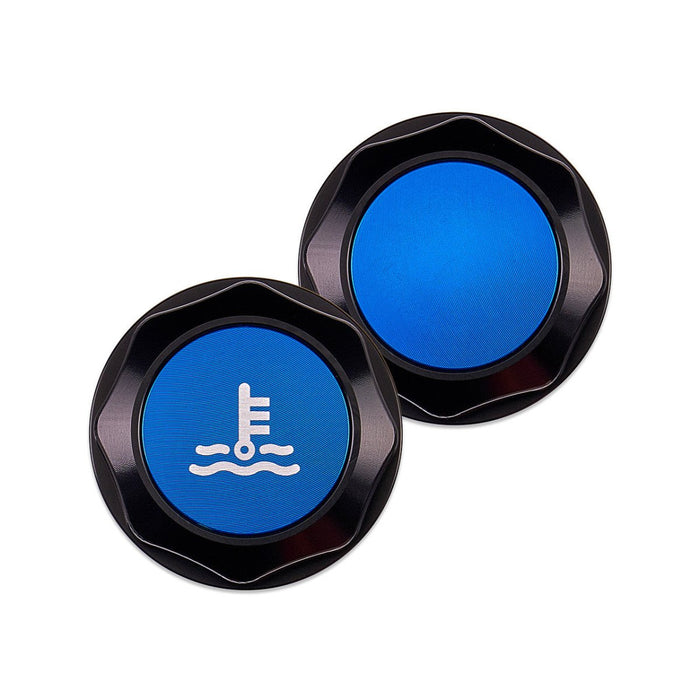 IAG Performance Revolve Coolant Reservoir Cap Black w/ Blue Accent 2002 - 2024 WRX / 2004 - 2021 STI / 2013 - 2024 BRZ / 2005 - 2009 Legacy GT / 2004 - 2008 Forester XT - IAG - ACC - 5304BKBL - Subimods.com