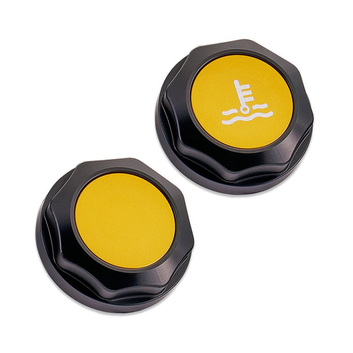 IAG Performance Revolve Coolant Reservoir Cap Black w/ Gold Accent 2002 - 2024 WRX / 2004 - 2021 STI / 2013 - 2024 BRZ / 2005 - 2009 Legacy GT / 2004 - 2008 Forester XT - IAG - ACC - 5304BKGD - Subimods.com