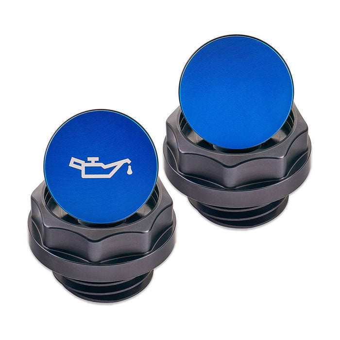 IAG Performance Revolve Engine Bay Dress Up Cap Kit Black w/ Blue Accent 2008 - 2014 WRX / 2008 - 2014 STI / 2005 - 2009 Legacy GT - IAG - ACC - 5402BKBL - Subimods.com