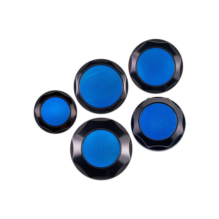 IAG Performance Revolve Engine Bay Dress Up Cap Kit Black w/ Blue Accent 2015 - 2021 STI - IAG - ACC - 5404BKBL - Subimods.com