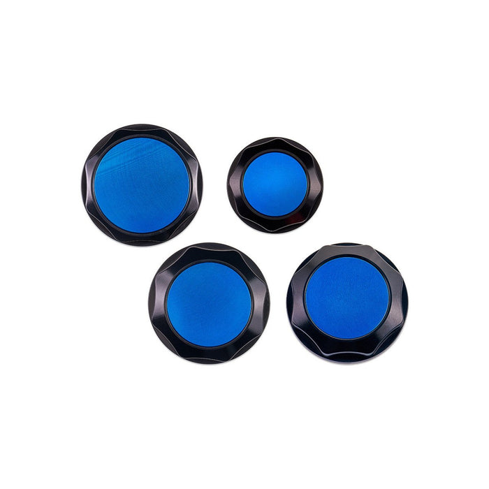 IAG Performance Revolve Engine Bay Dress Up Cap Kit Black w/ Blue Accent 2015 - 2021 WRX - IAG - ACC - 5403BKBL - Subimods.com